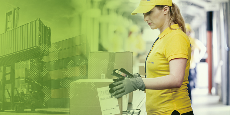  A field worker using a scanner that is managed and secured by SOTI ONE Platform